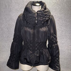 Samuel Dong Quilted Jacket Women’s Medium Black Collared Elegant Casual Coat